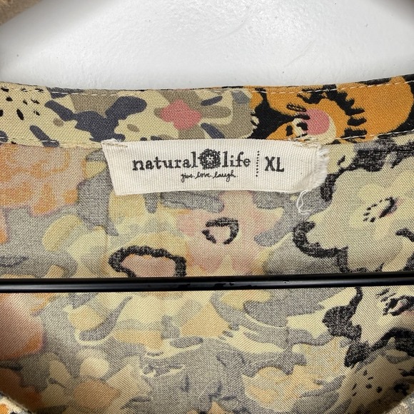 Natural Life Floral Long Sleeve Midi Dress Womens Size XL Boho INDI Flower Child - Picture 4 of 8